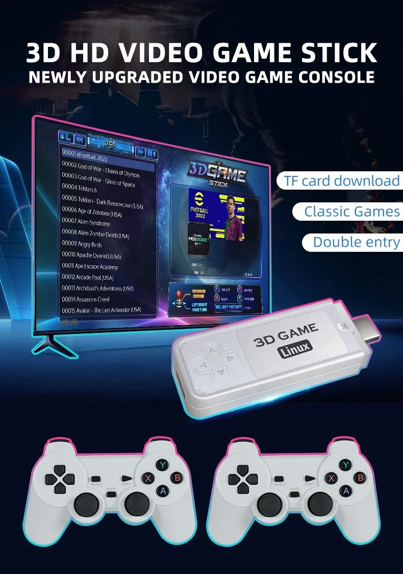 Y6 Game Stick 4K HD TV Retro Classic Video Game Console 64GB 10000 games 3D Gaming Console For PSP/N64