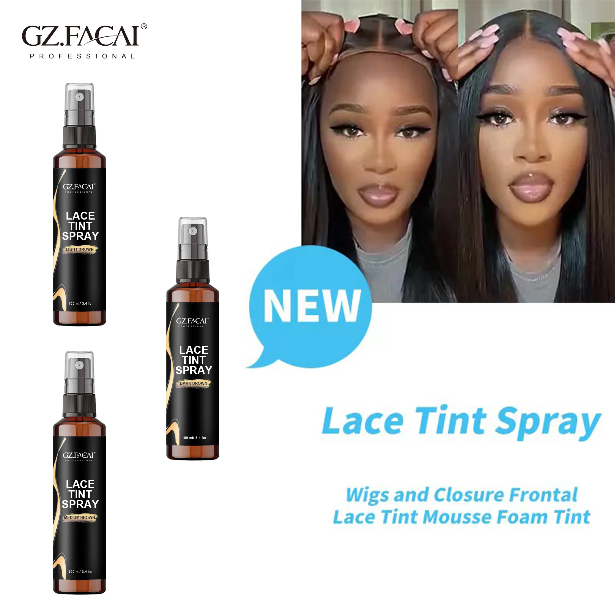 OEM/ODM Custom Wholesale Home Use Lace Tint Spray Melting Hair Wig Heat Protectant Lace Spray For Lace Wig All Hair Types 100ml