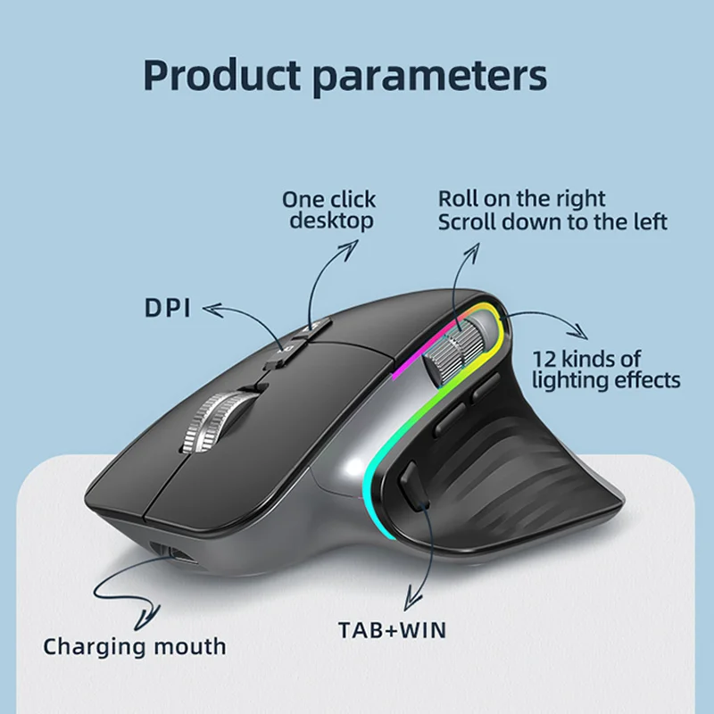 Jelly Comb Blue-tooth 2.4G Wireless Mouse RGB Gaming Mouse for Gamer 4000DPI Rechargeable Programming Ergonomic Mice Slient