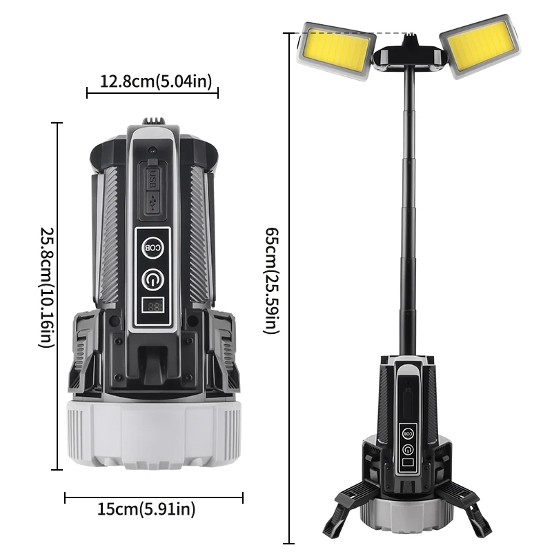 Rechargeable Working Light Portable Led Tripod Work Lamp Adjustable Work Light for Workshop Site Lighting Outdoor Camping
