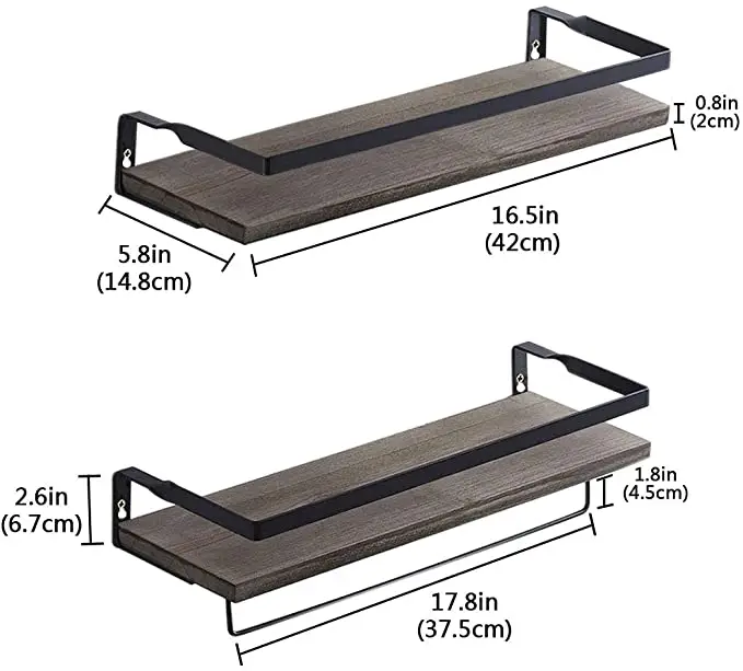 Rustic Floating Wall Shelves with Wall Mounted Bathroom Shelf wooden wall shelf for Kitchen - Bathroom - Living Room