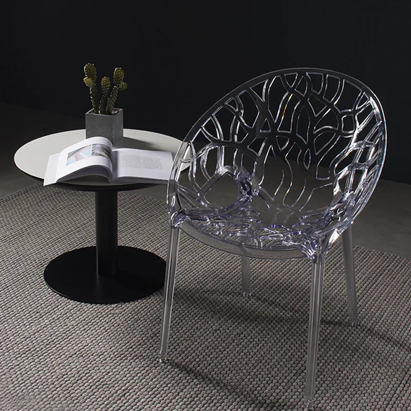 Nordic Transparent Net Red Crystal Creative Simple Plastic Backrest Outdoor Acrylic Dining Chair Personality Hollow