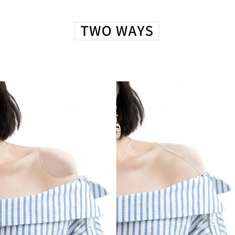 One Pair Silicone waterproof invisible shoulder pads Reusable Self Adhesive Shoulder pads 2 colors for women