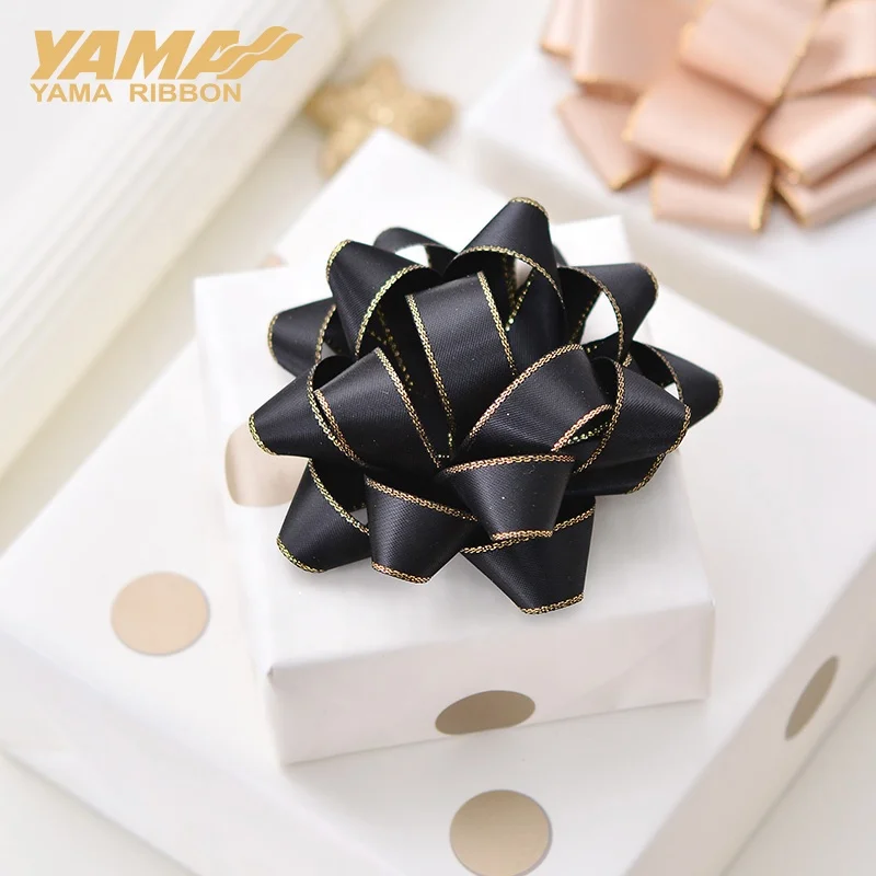 Лента Yama 9 5 см ширина 10 оптовая продажа атласная лента с золотым краем украшение для упаковки звезда