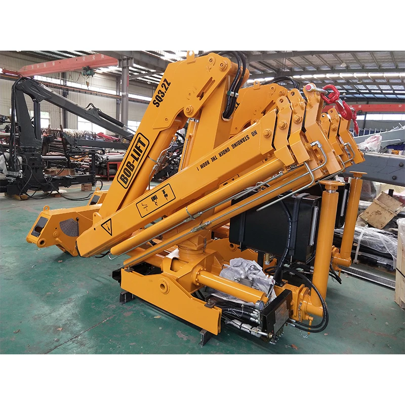BOB-LIFT 3 Ton Folding Knuckle Hydraulic Boom Crane Drill Winch Basket New Truck Crane Featuring 8 Ton Rated Loading Capacity
