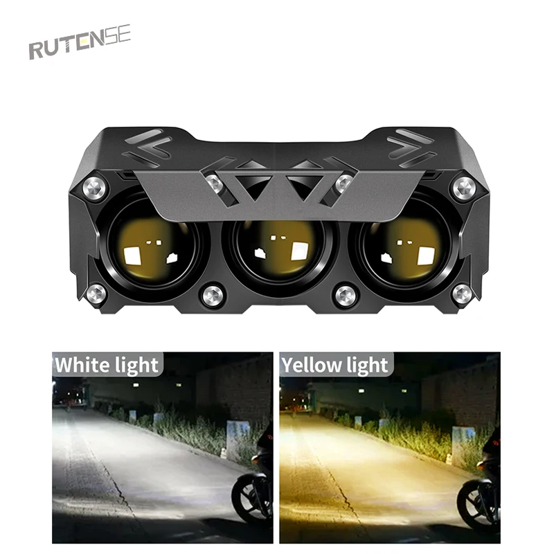 RUTENSE high quality auto led bulb 3 lens car head lamp motorcycle led headlights 24W white yellow car lights