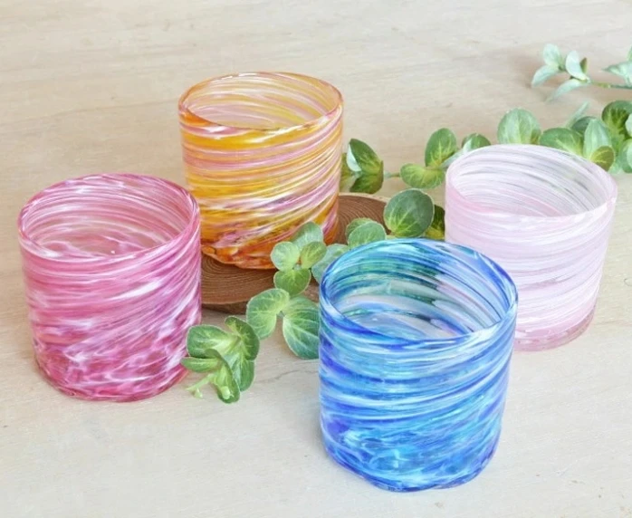 Japan Okinawa traditional craft coffee glass mug cup with ryukyu glass