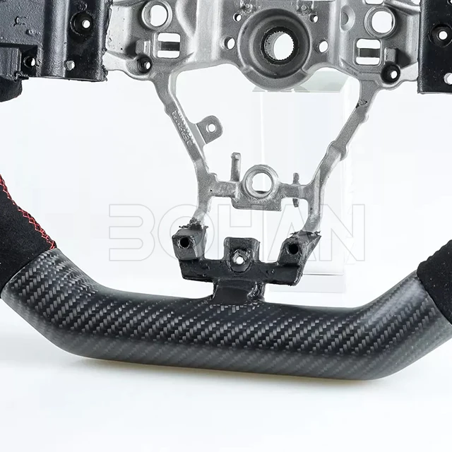 Steering Wheel, Real Matte Carbon Fiber Steering Wheel D-Type Racing Design Nappa Leather Car Steering Wheel for Subaru WRX STI