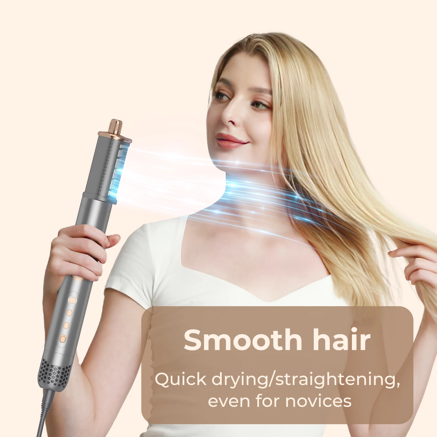 Foldable 6 in 1 Hair airstyler Blow Dryer Brush Straightener 60000RMP Hot air Comb Multi styler wrap Hair Curler Curling irons