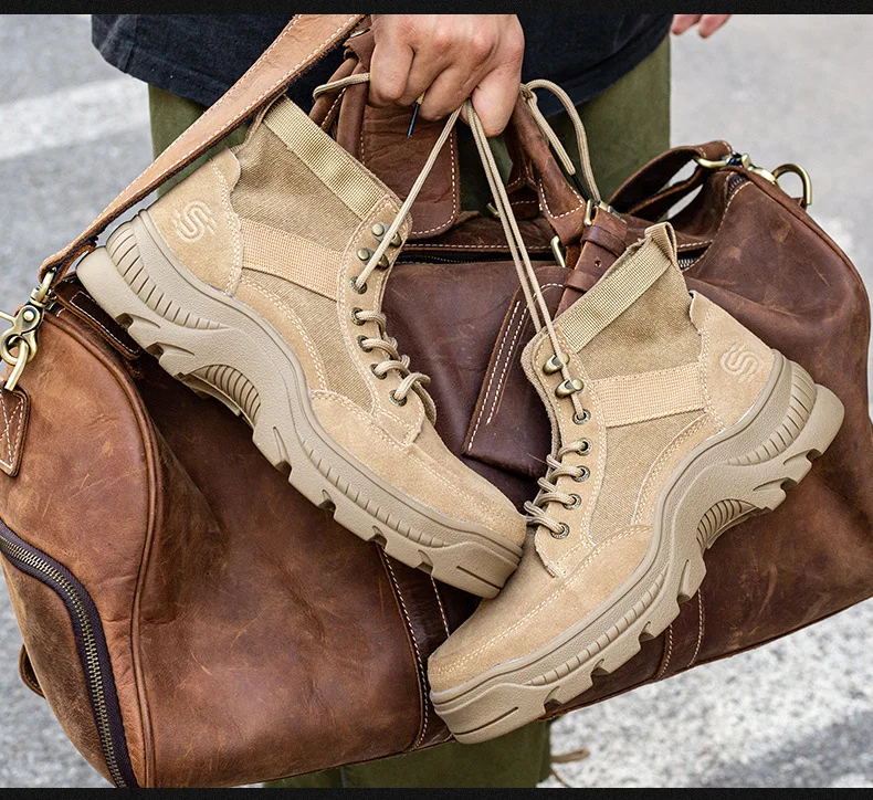 Automatic genuine leather Work Shoes Protective Shoes Fashion Sport Men Women Safety Boots Shoes