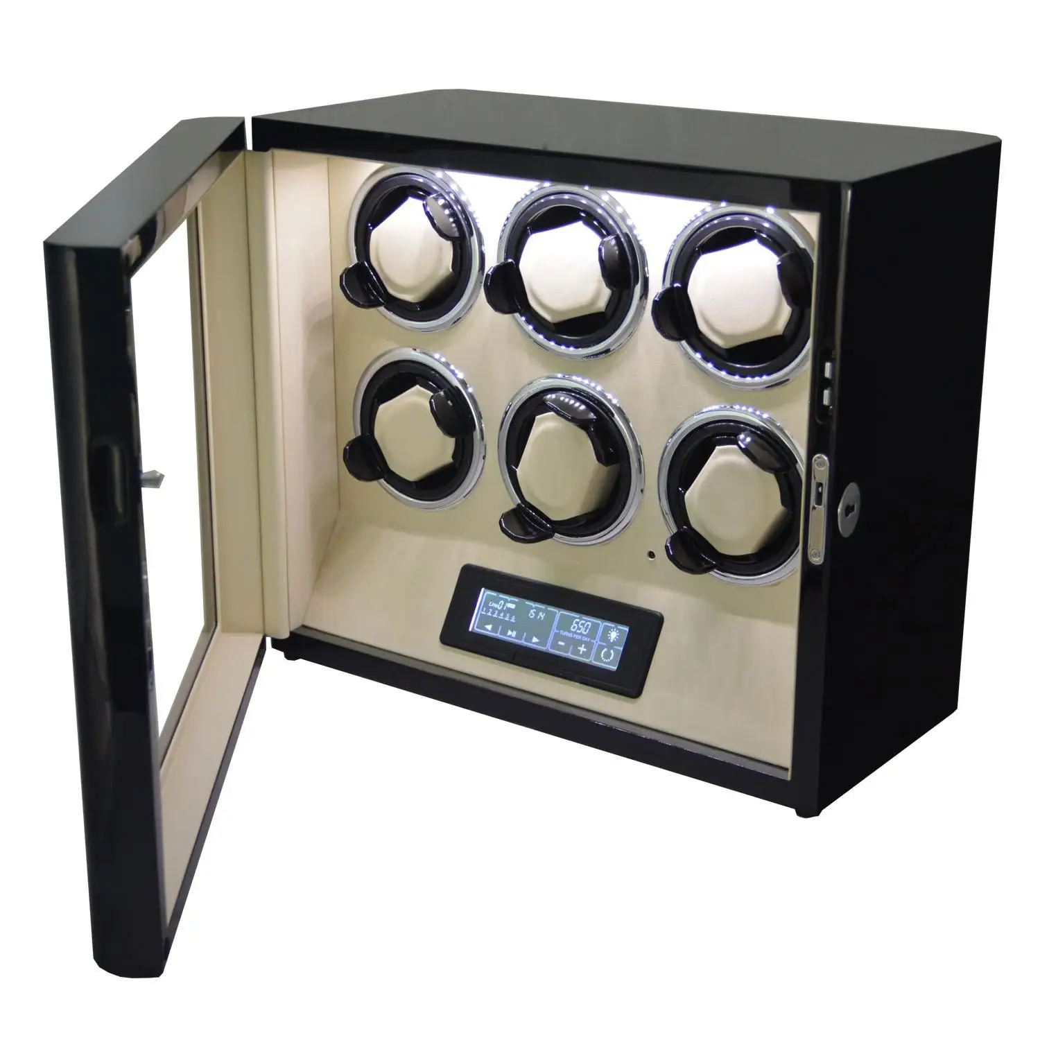 GC03-L85BW-L-AR Высококачественная автоматическая коробка для часов роскошная деревянная намотка с мотором Mabuchi светодиодная подсветка и дверной датчик