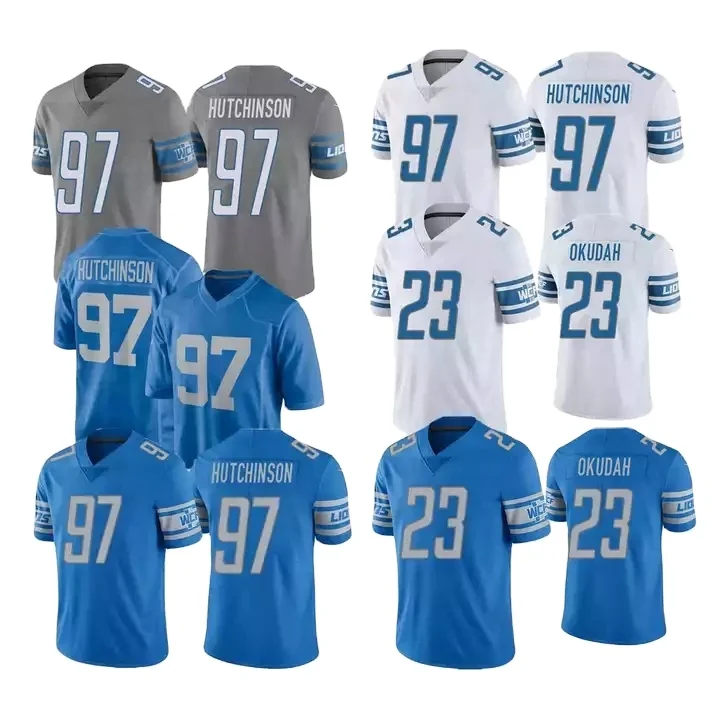 Retro Rugby Shirt Sport Clothes New Season #97 Hutchinson #20 Sanders #19 Golladay Stitched American Football Jersey