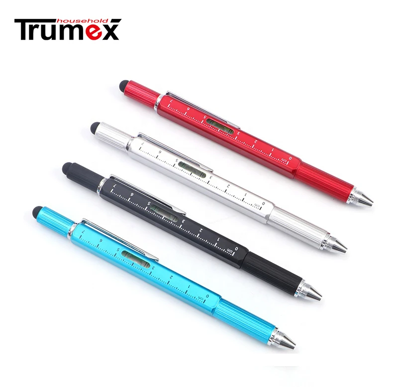 
6-In-1 Multifunctional Level Measuring and screwdriver square metal pen 
