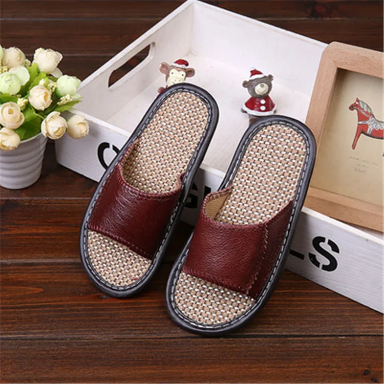
Factories leather flip flos in China summer wear - resistant indoor linen slippers for girl 