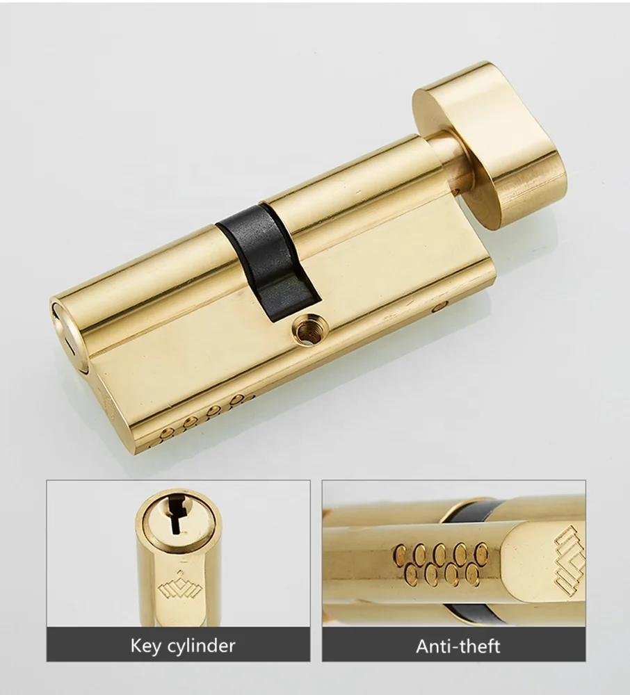 
High-Grade Solid Brass Lock European Luxury Indoor Silent Pure Copper Lock for Home, Office, Hotel, Gate Anti-Theft Door Locks 