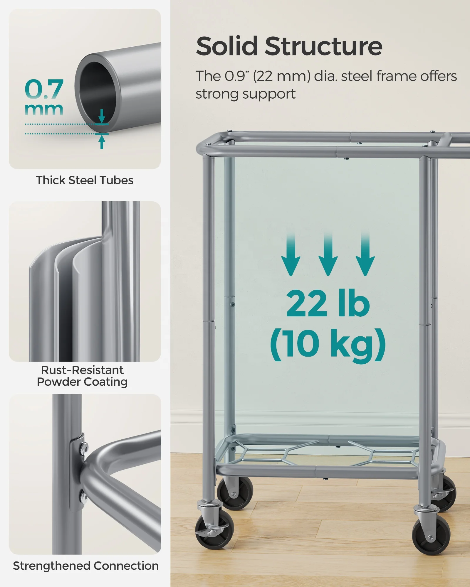 SONGMICS Laundry Hamper Basket Sorter Cart with Removable Laundry Bags rolling Laundry Basket