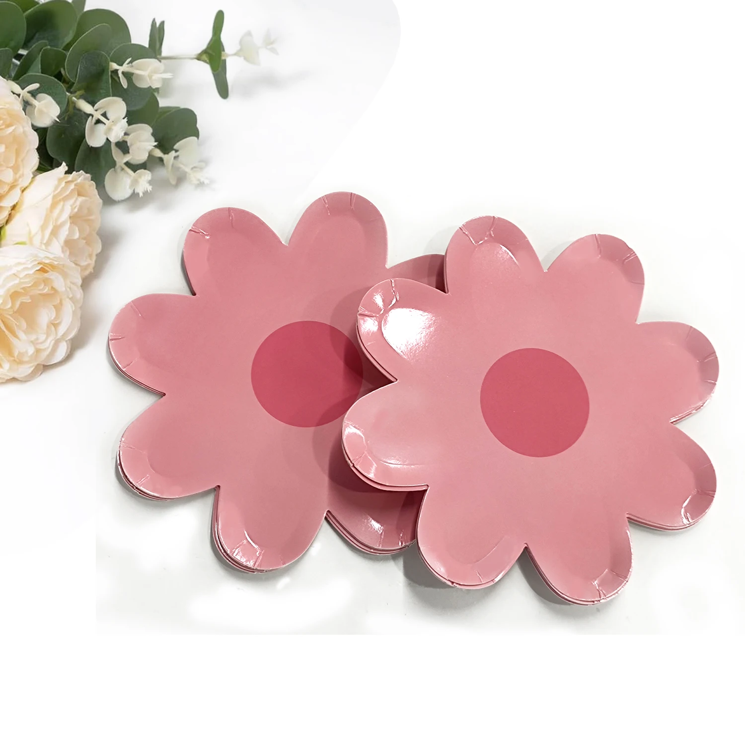 Factory wholesale 40pcs Food Decor Cake Plates Flower Shaped Party Plates Picnic Paper Plates