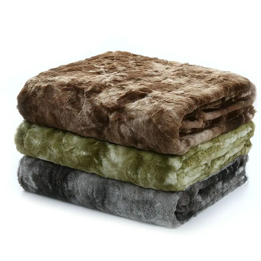 Large Faux Fur Blanket Mink Faux Fur Throw Blanket Super Soft Long Hair Plush Europe Coral Fleece Fabric Square Winter Nonwoven