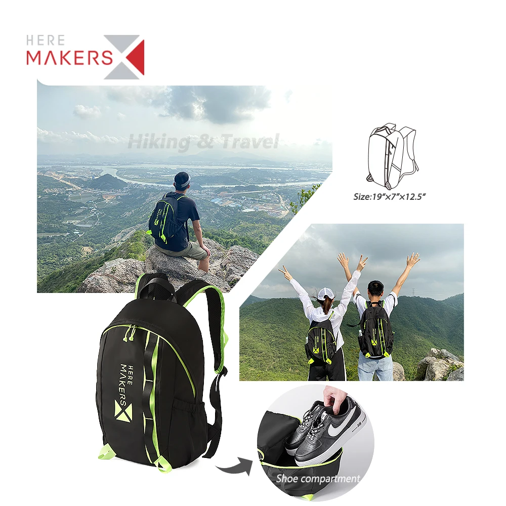 Light weight with shoes compartment back pack bags sport travel student school gym waterproof backpack