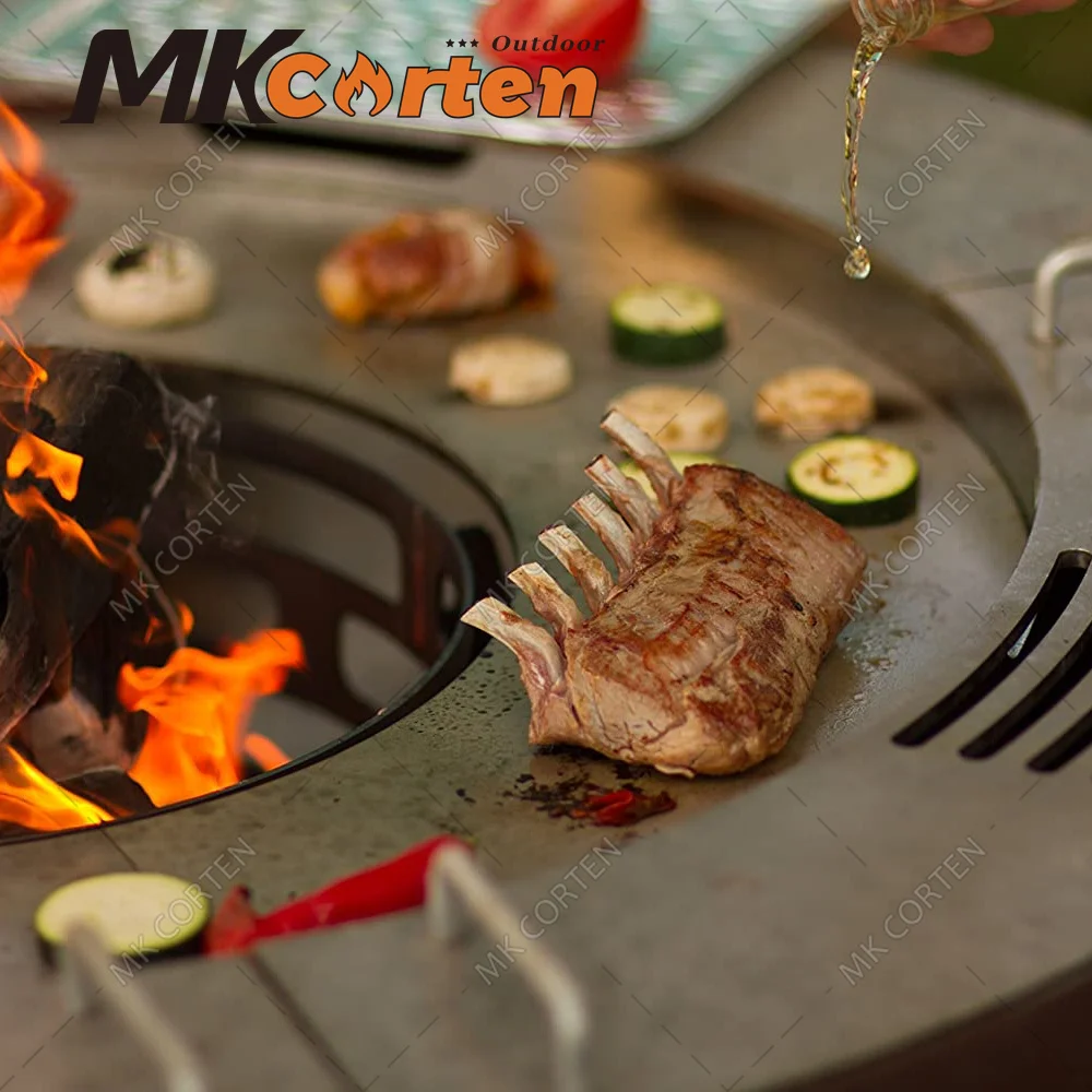 Customizable Carbon Corten Steel Barbecue Grill Bbq Gas Burning