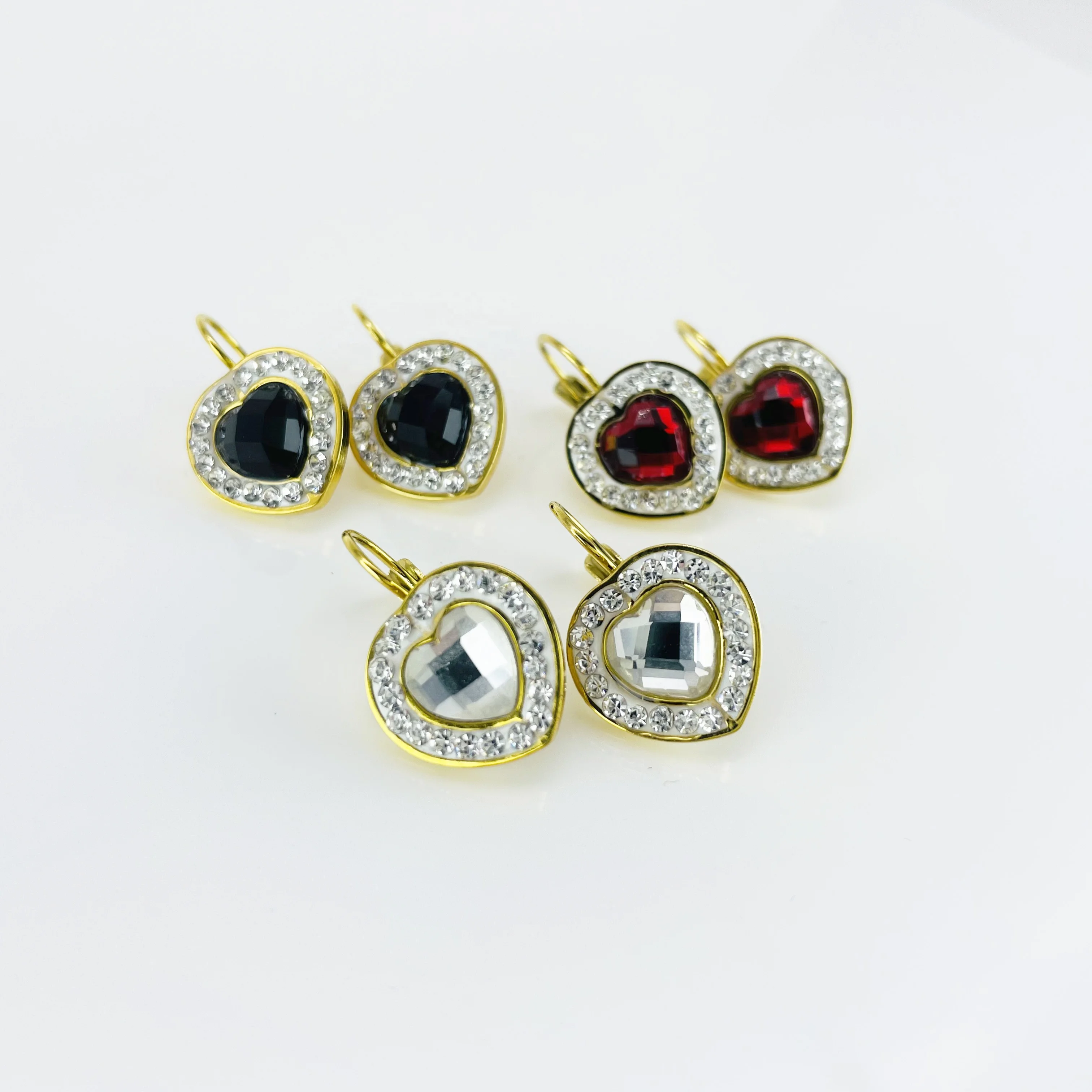 Earring Charms Trendy Fashion Jewelry Statement Earrings Customize Hugie Hoop Zircon Heart Earrings