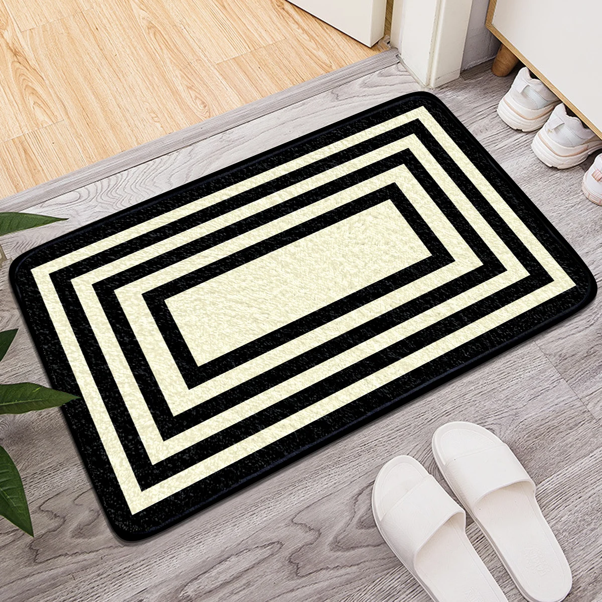 Modern Minimalist: Factory Direct Black Rectangular Pattern Faux Cashmere Rugs - Perfect for Home, Custom Sizes, Multi-Purpose