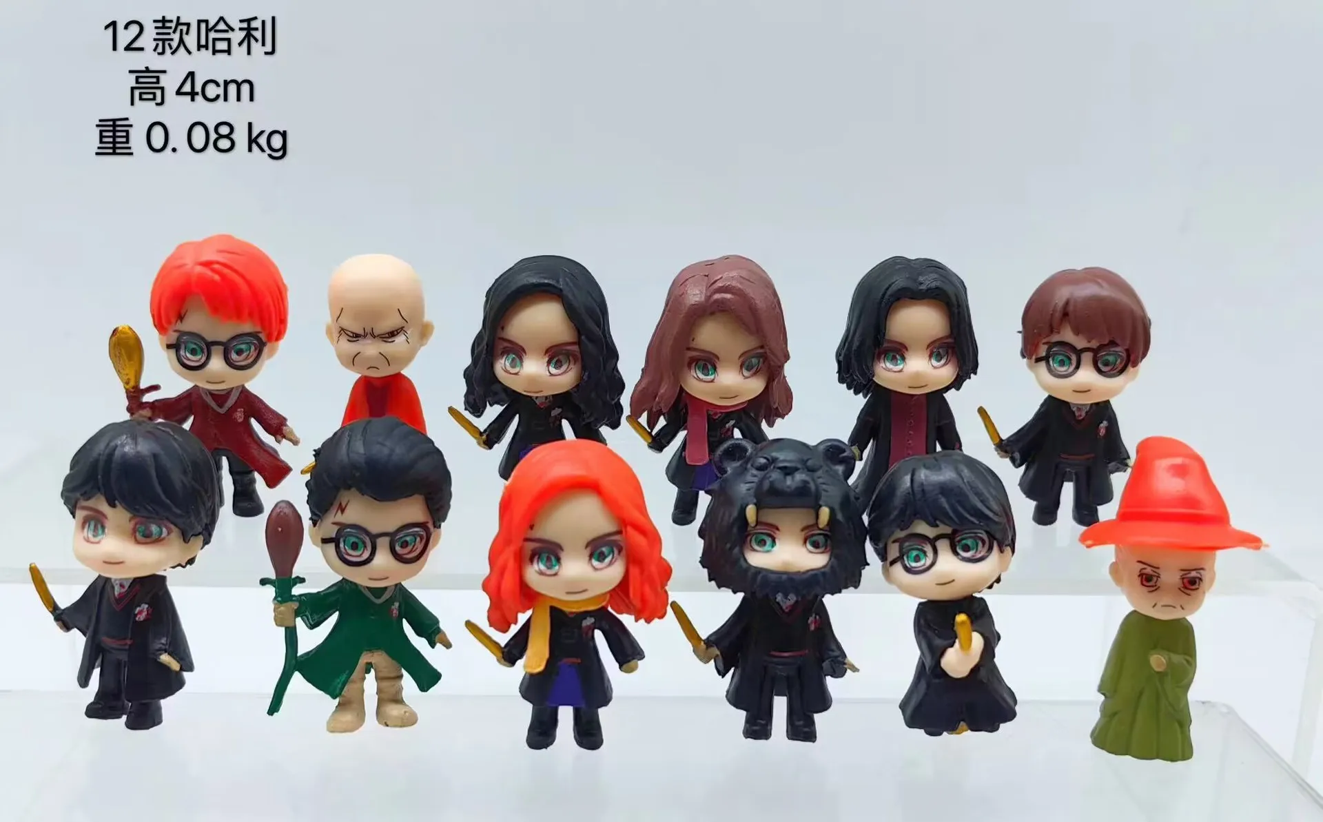 4cm Harry Mini Action Figures Set Hermione Potters PVC Toys With Broom and Wand