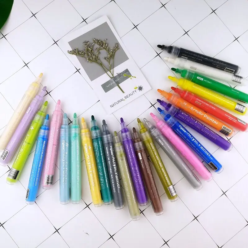 28 Colors Custom Acrylic Paint Marker Pens Set for for wood,plastic,glass,ceramic,fabric and Rock Painting