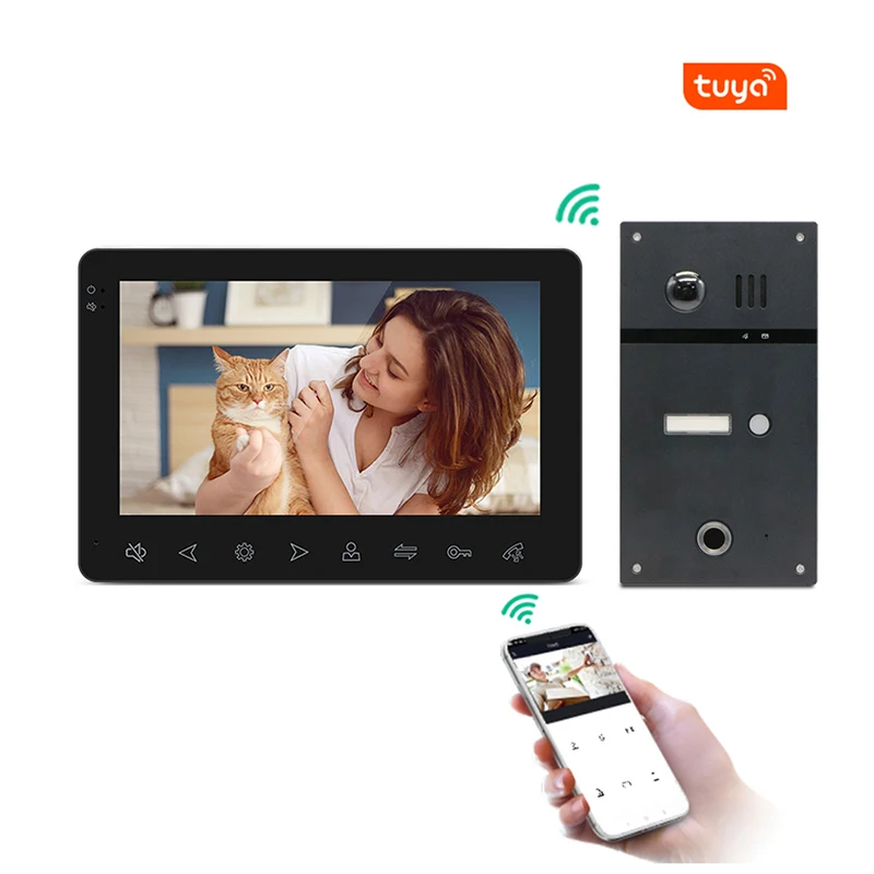 Tuya smart беспроводной дверной звонок видео домофон телефон с аппарата контроля доступа по отпечаткам пальцев для 1/2/3/4 кнопки