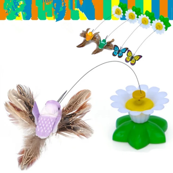 Wholesale Pet Cat Supplies Electric Butterfly Cat Toy Hummingbird Rotating Cat Teaser Stick