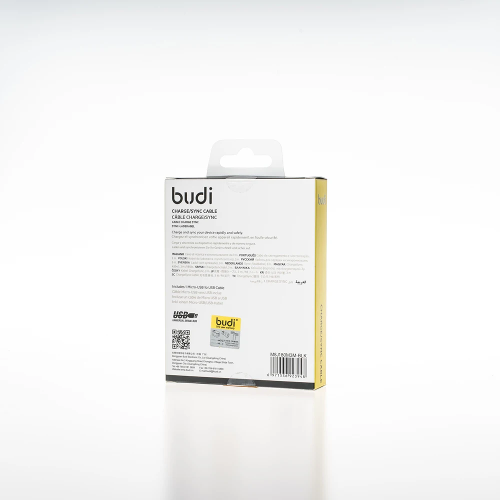 Микро usb-кабель budi Прямая продажа с завода 1 м 2 3 быстрая зарядка нейлоновый Плетеный портативный кабель для зарядного устройства телефона