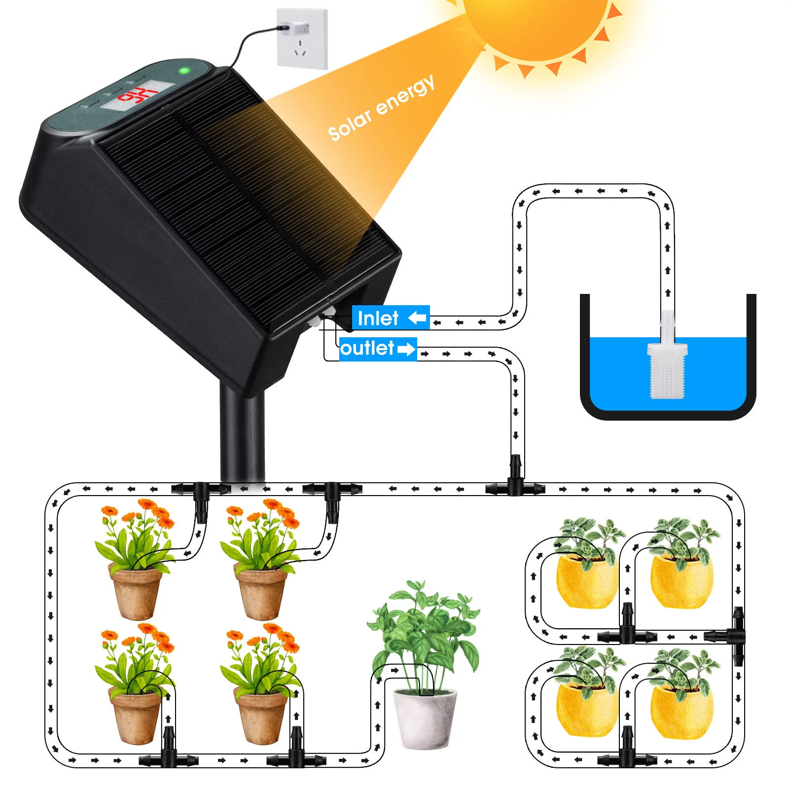 Timed Solar Automatic Home Dripping Water Infusion Device Lazy Flower Watering System Automatic Plant Waterer