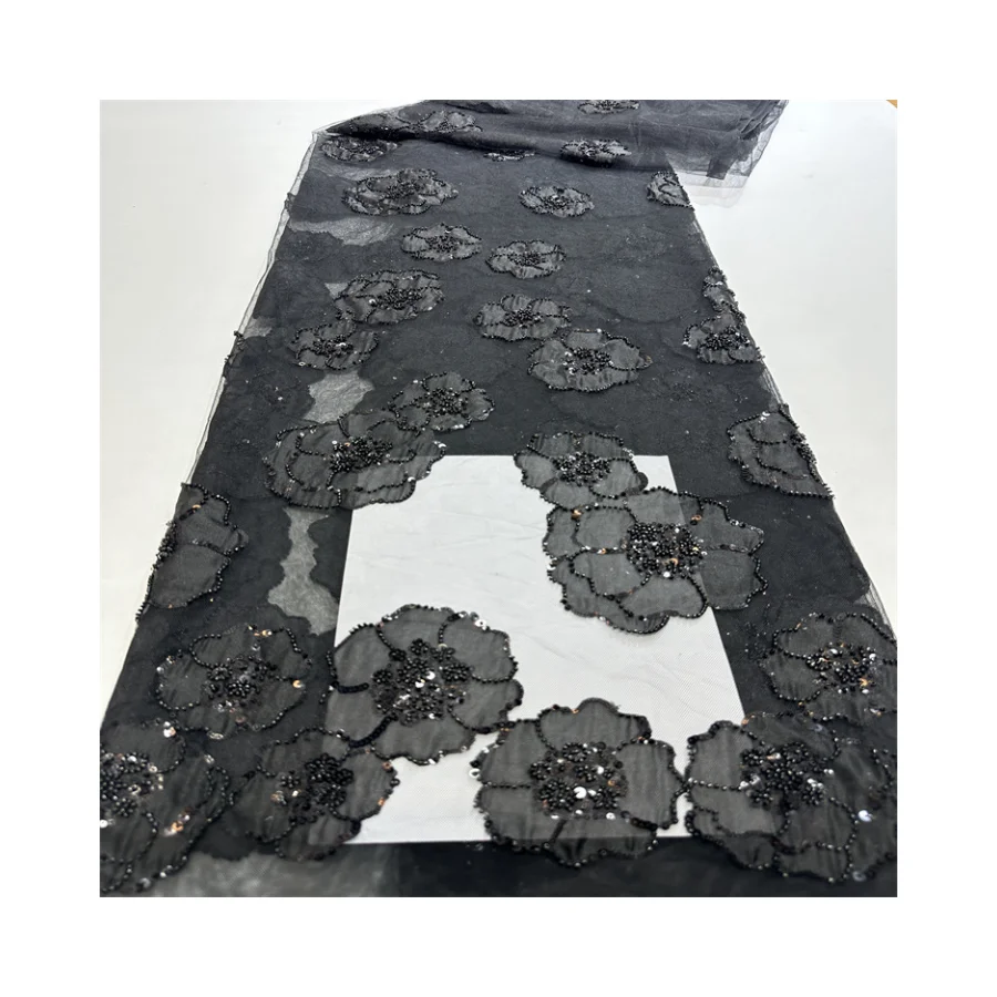 Wholesale new gauze crystal Sequin rose Embroidery beaded tube embroidered wedding dress