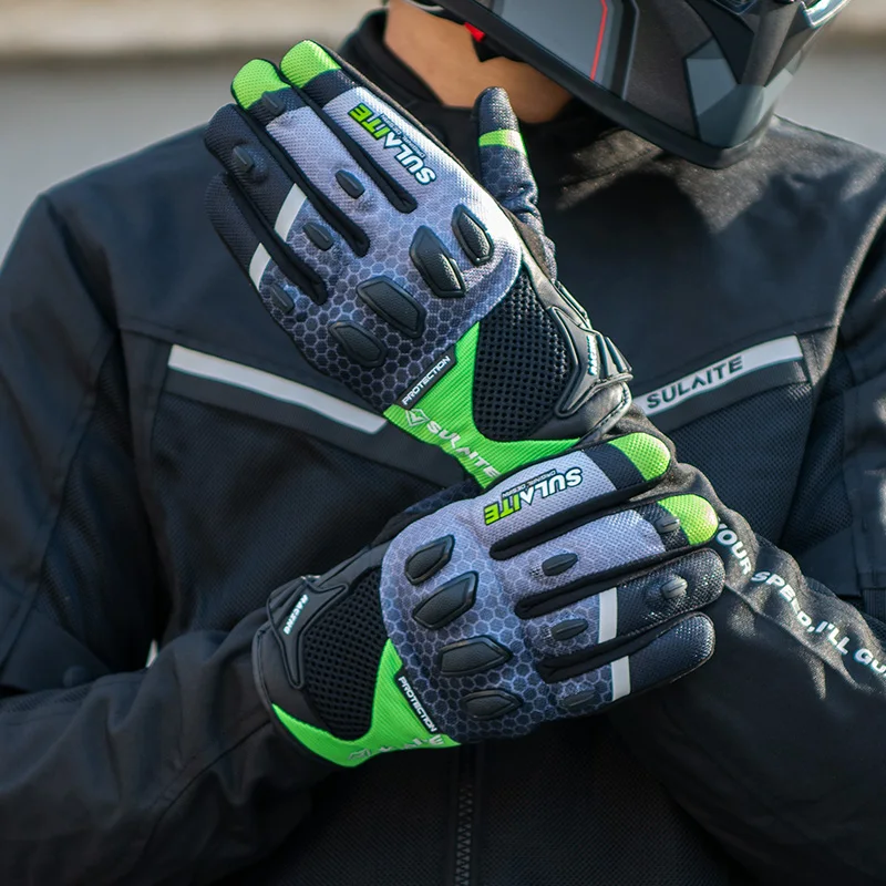 SULAITE Summer Bike Gloves Bicycle Riding Full Gauntlet Riding Gloves Racing Cross Bike Motorbike Gloves
