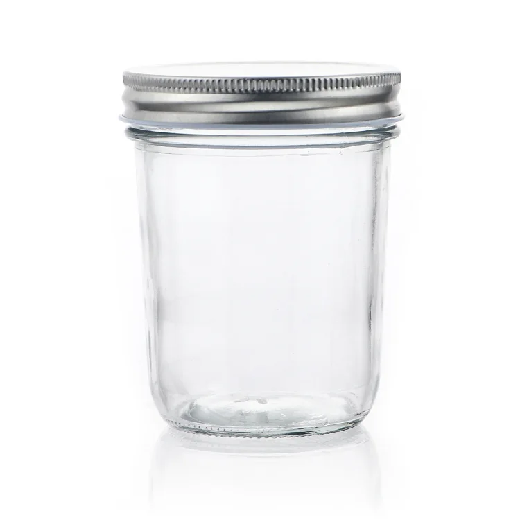 Factory custom clear glass storage jar Caviar glass Sloppy Joe Mason jar with aluminum lid glass jar
