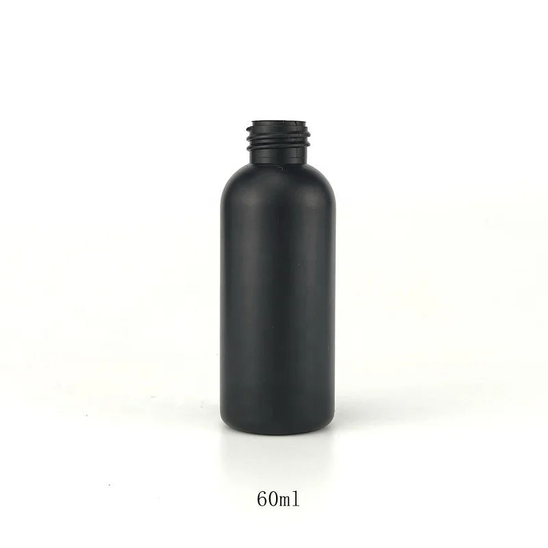 60 ml matte black bottles 2 ounce plastic HDPE bottle with bamboo closures for cosmetic packaging