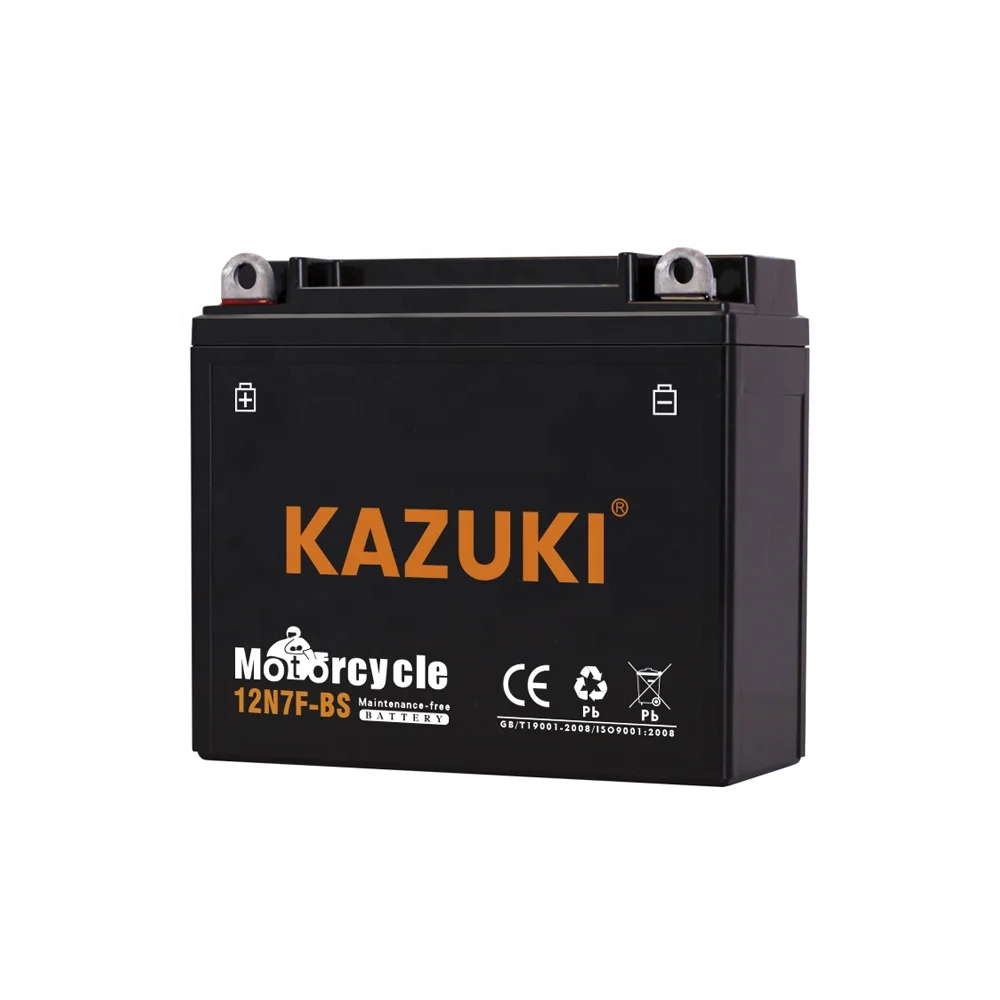 KAZUKI Best Quality 12N7F-BS Battery12V 7AH Sealed Maintenance Motorcycle Battery for Common Motorcycle Battery