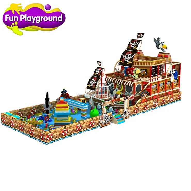 
Pirate Jungle Theme Amusement Commercial Child Indoor Plastic Slide Bounce Trampolines for Kids Playground 