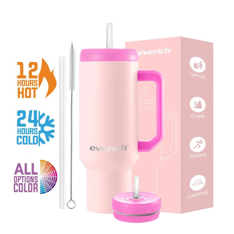 RTS 40oz Tea or Coffee Tumbler 304 SS Double Wall Insulated Vacuum Travel Mug Customized Color Logo Packing With Leak-Proof Lid