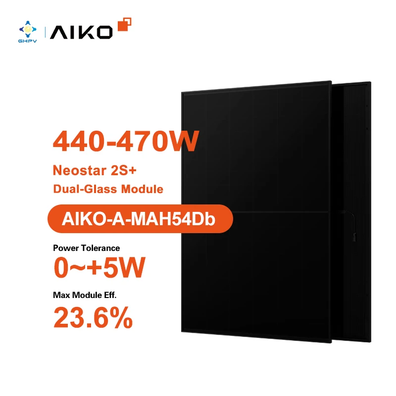 High Efficiency Aiko Neostar 2S+ MAH54Db 440W 445W Zonnepanelen 450W 455W 460W 465W 470W All Black Dual Glass Solar Panel