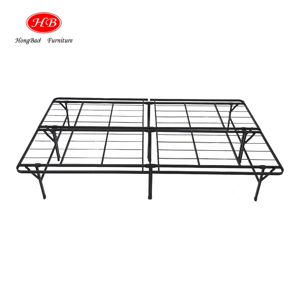 Bedroom Furniture Split Queen Sturdy Steel Folding Metal Platform Bed Base With Small Storage Space