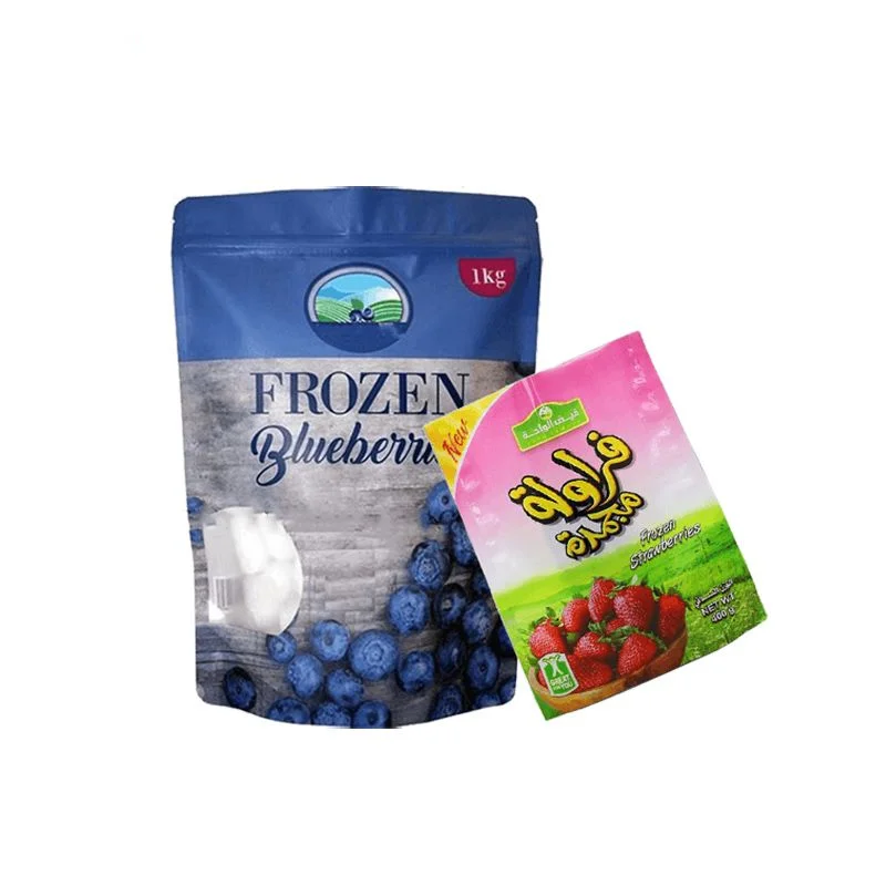 Custom Printed Stand Up pouches Food Grade Frozen Fruits Packaging Bag Laminated Plastic Foil Food Storage Freezer Bags For Sell
