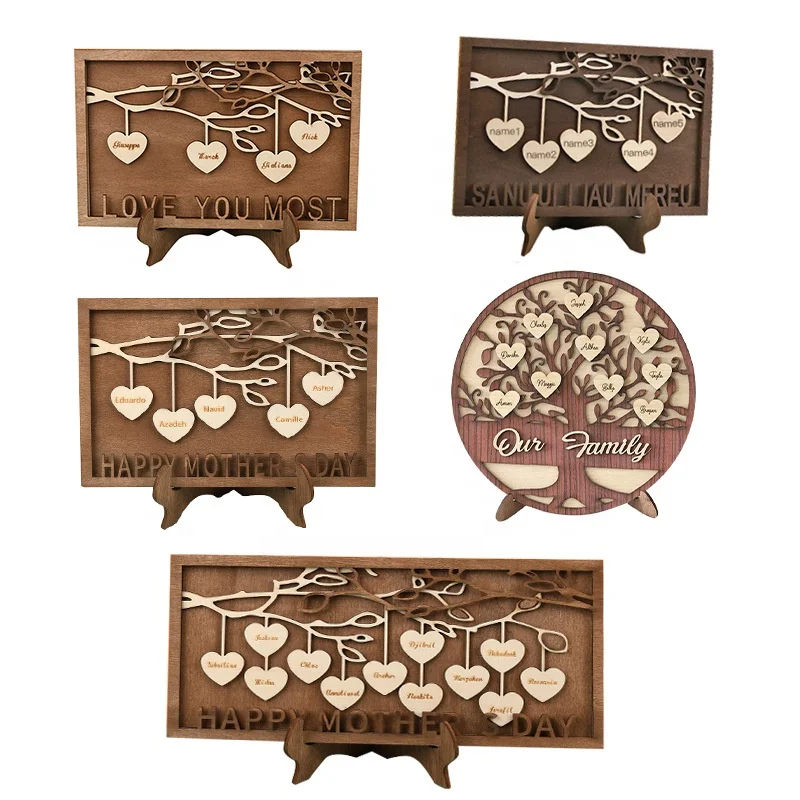 2023 mothers day gifts laser cut wooden crafts family tree craft