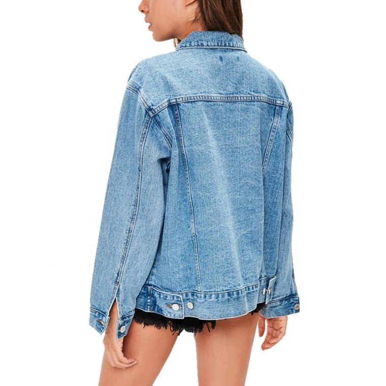 Custom design logo High Quality Jean jacket Denim Casual Plain Jackets For Women