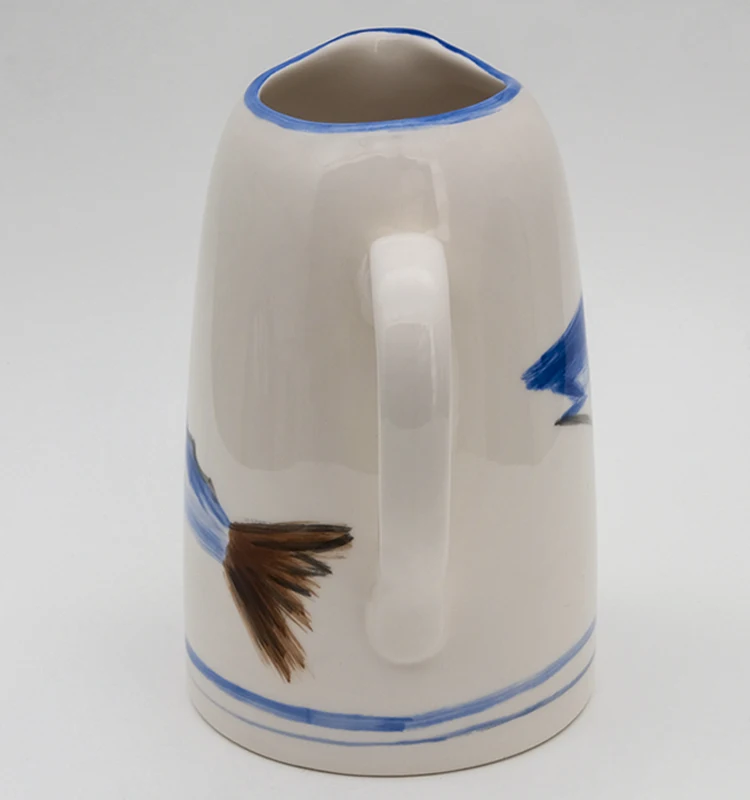 
Irregular Shape Fish Handpaint Stoneware Flower Pot Vase Ceramic Flower Planters with Handle 