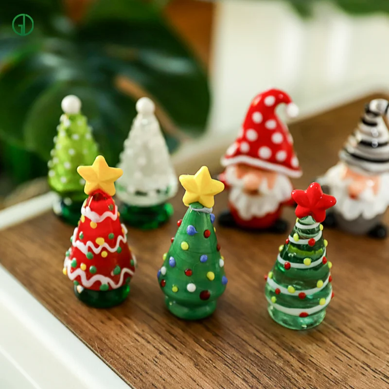 Modern Glass Knick-Knacks Room Decor  Christmas tree Santa Claus decorations Figurine Model Craft Sculpture For Living Room