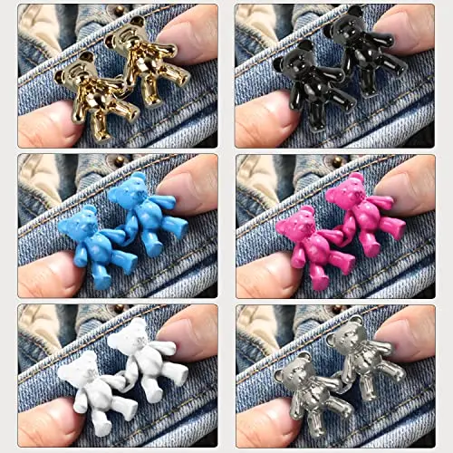 Factory Custom Adjustable Bear Jean Button Pin Detachable Decorative Waist Buckles No Sewing Required  Fit Tighten