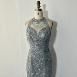 Fashion party Sexy halter neck crystal decoration Dubai dress luxury shiny slim slimming beading banquet dress