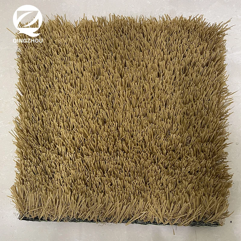 QINGZHOU artificial grass outdoor landscape synthetic turf artificial dry grass yellow color artificial grass synthetic lawn