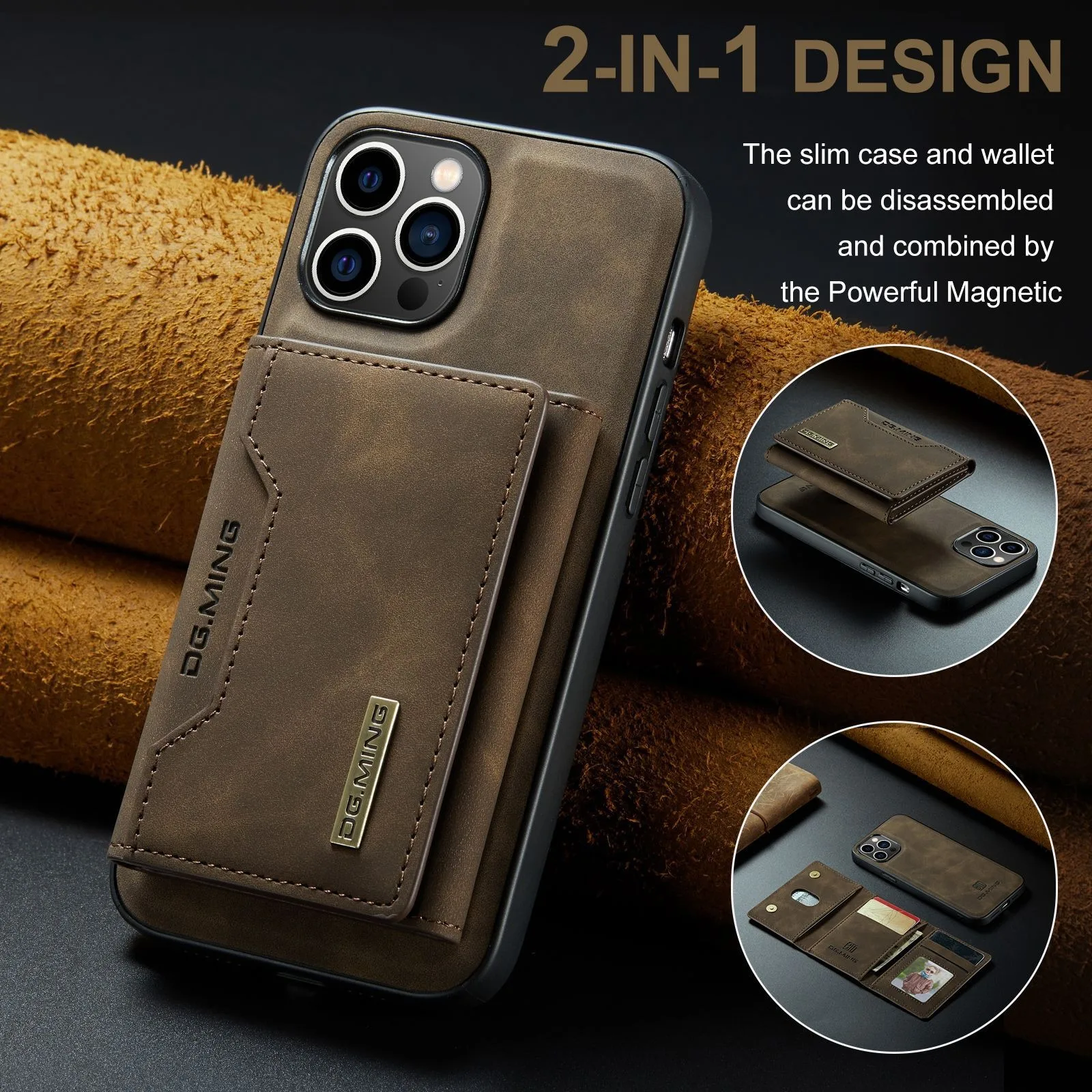 Bagsplaza Mobile Phone Accessories Mobile Phone Cases for iPhone13  2 In 1 Magnet Wallet Card Leather Case